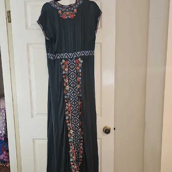 Johnny Was Dark Maxi Dress with Colorful Embroidery - Picture 6 of 6